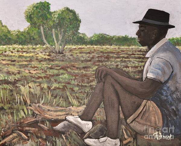Africa Art Print featuring the painting Man in Field Burkina Faso Series by Reb Frost