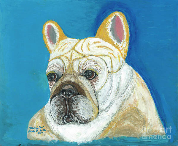 Dog Art Print featuring the painting Marcel II French Bulldog by Ania M Milo