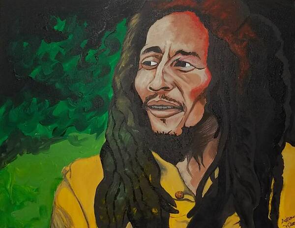 Reggae Art Print featuring the painting Marley by Autumn Leaves Art