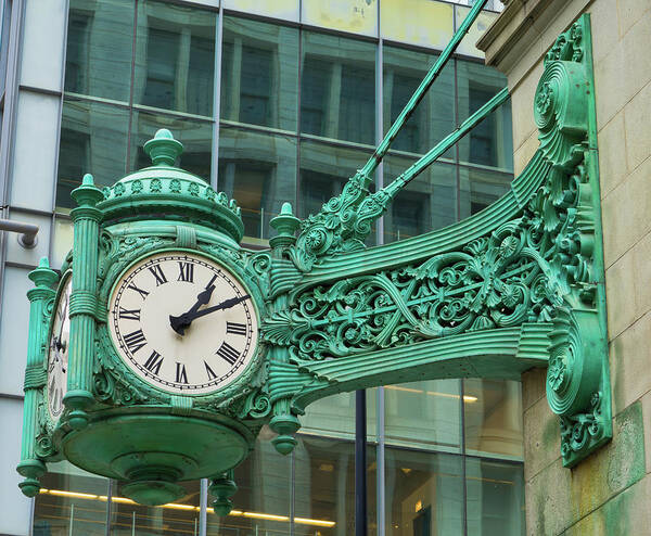 Architecture Art Print featuring the photograph Marshall Field Great Clock by Jerry Fornarotto