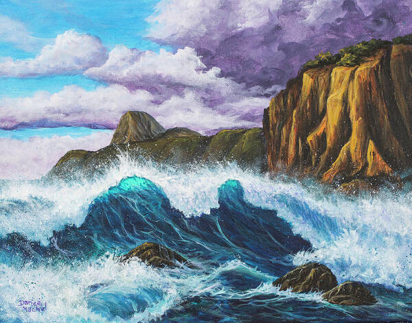 Seascape Art Print featuring the painting Maui Rugged Coast by Darice Machel McGuire