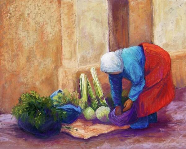 Medina Art Print featuring the pastel Medina Vendor by Candy Mayer