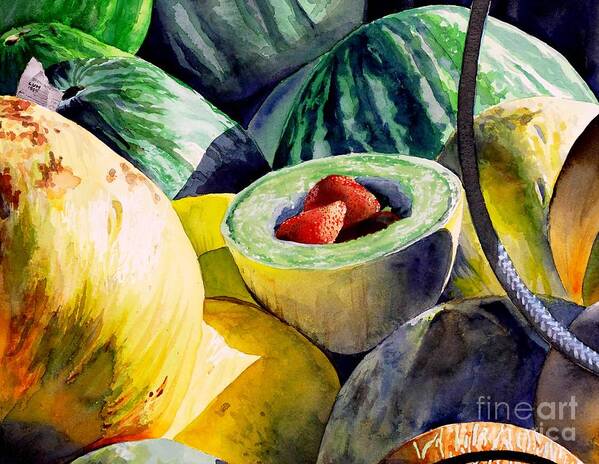 Still Life Art Print featuring the painting #18 Melons Plus #18 by William Lum