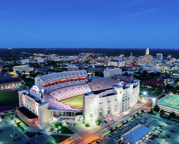 Memorial Stadium Art Print featuring the photograph Memorial Stadium in Twilight by Mark Dahmke