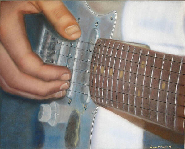 Guitar Art Print featuring the pastel Mike's Guitar by Laura Leigh McCall