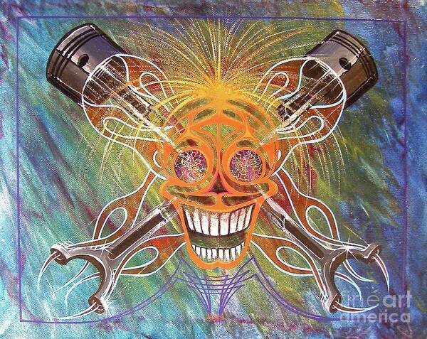 Hot Rod Culture Art Print featuring the painting Mind Blown Motorhead by Alan Johnson
