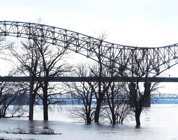Bridge Art Print featuring the photograph Mississippi River at Memphis January High Water by Lizi Beard-Ward