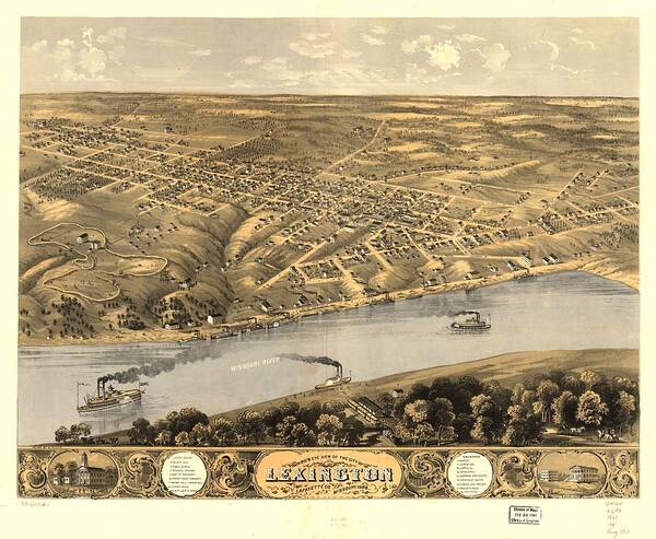 Bird's Eye View Of The City Of Lexington Art Print featuring the painting Missouri by MotionAge Designs