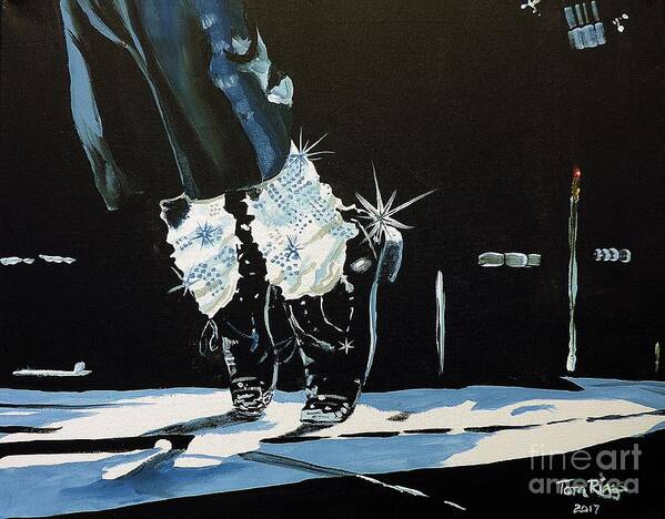 Michael Jackson Art Print featuring the painting MJ On His Toes by Tom Riggs