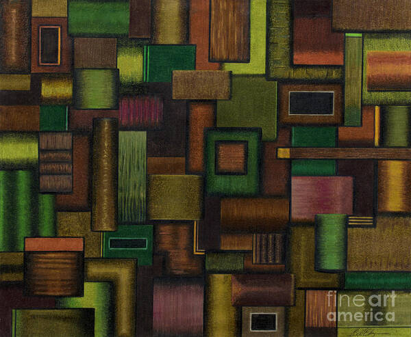 Abstract Art Print featuring the drawing Mocha Mint by Scott Brennan