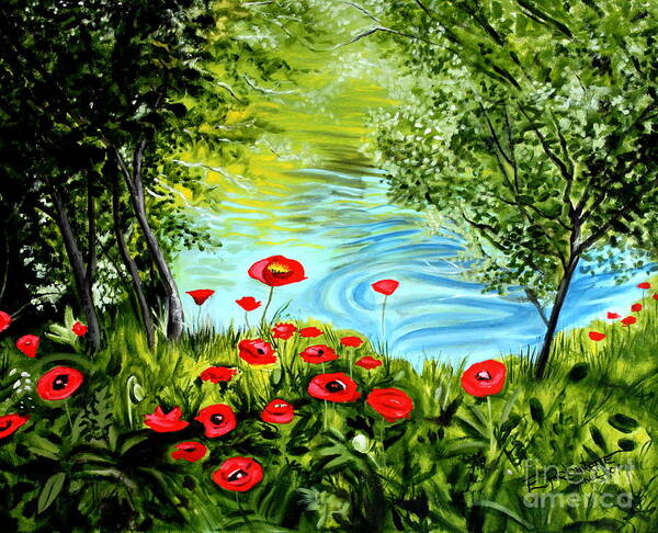 Landscape Art Print featuring the painting Monte Rio Poppies by Elizabeth Robinette Tyndall