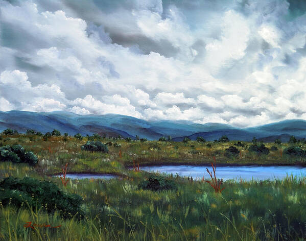 California Art Print featuring the painting Moody Wetlands by Laura Iverson