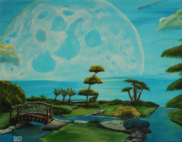Moon Art Print featuring the painting Moon Garden by David Bigelow