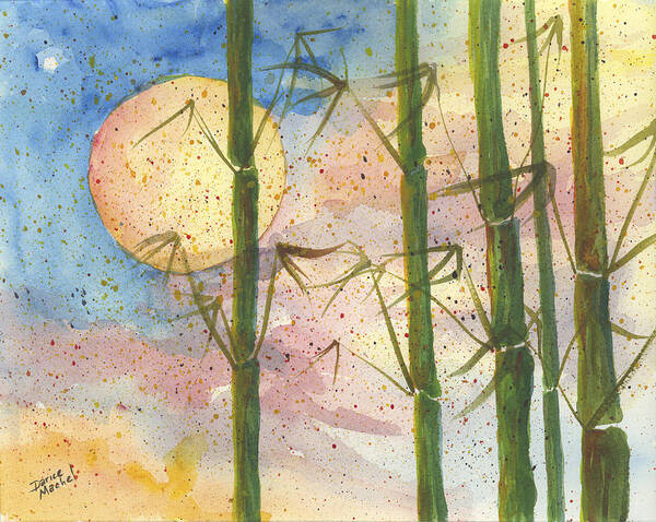 Darice Art Print featuring the painting Moonlight Bamboo 2 by Darice Machel McGuire