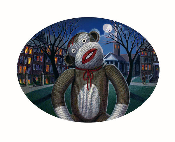 Sock Monkey Art Print featuring the painting Mortal Words by Robin Moline