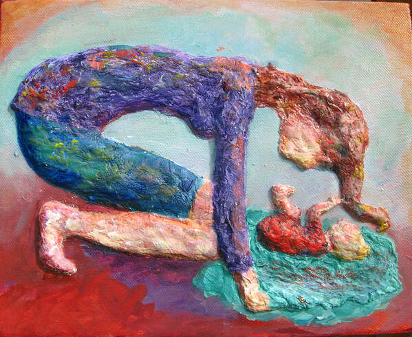 Mother And Child Bonding Art Print featuring the painting Mother Bonding IV by Naomi Gerrard