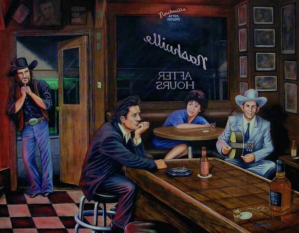 Nashville Art Print featuring the painting Nashville After Hours by Antonio F Branco