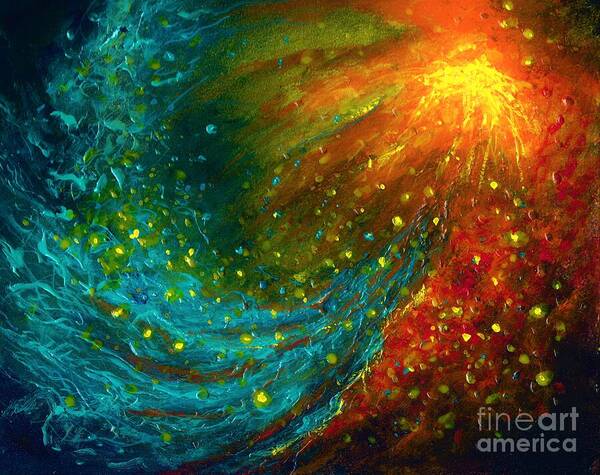 #space #nebulae #colorful #contemporaryart #landscape #modernart #nature #newartwork #painting #scifi #surreal #abstract Art Print featuring the painting Nebulae by Allison Constantino