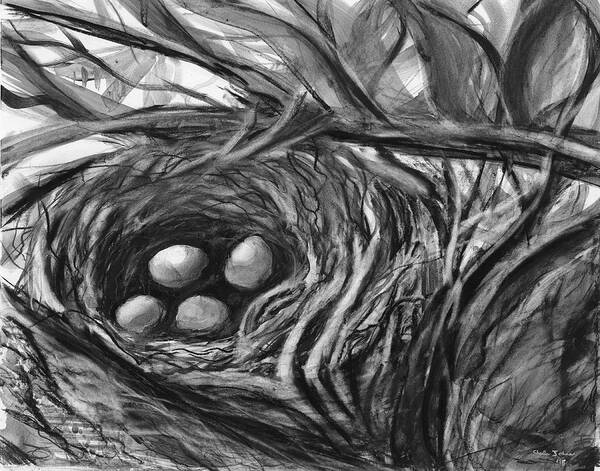 Bird Art Print featuring the painting Nesting Eggs by Sheila Johns
