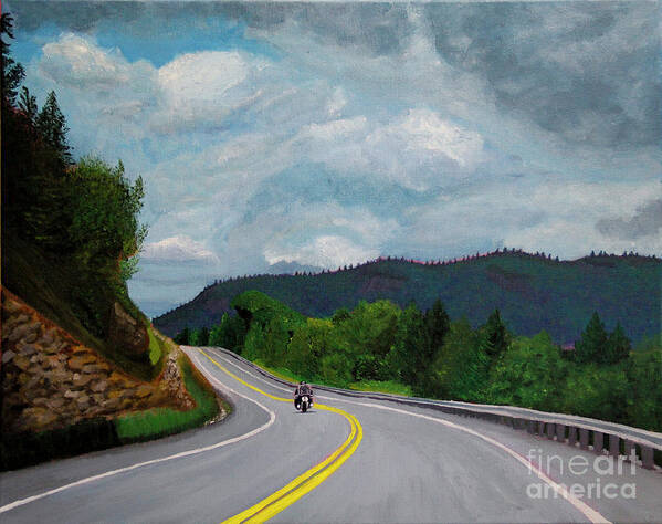 New England Art Print featuring the painting New England Journeys - Motorcycle 1 by Marina McLain