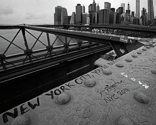 New York Art Print featuring the photograph New York City You're Beautiful Brooklyn Bridge NY Black and White by Toby McGuire