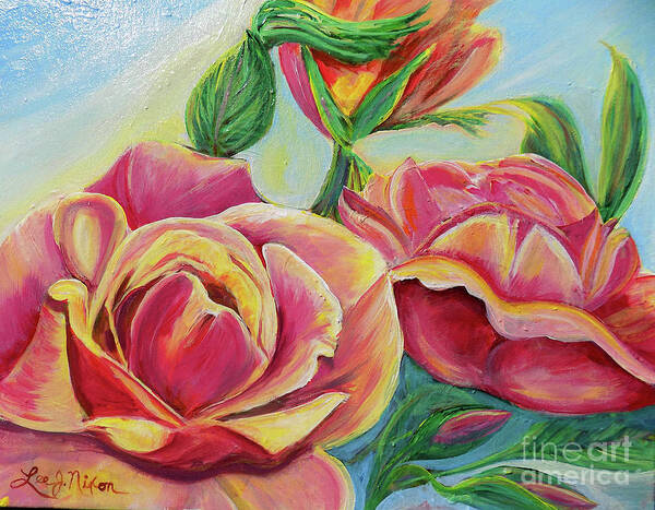 Nature Art Print featuring the painting Nixon's LOVELY ROSES by Lee Nixon