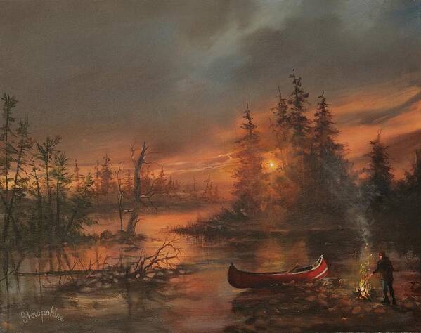 Lake Art Print featuring the painting Northern Solitude by Tom Shropshire