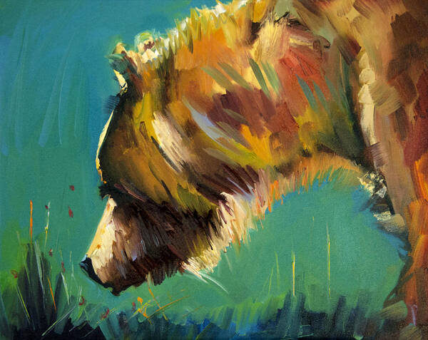 Bear Art Print featuring the painting Nosey Bear by Diane Whitehead