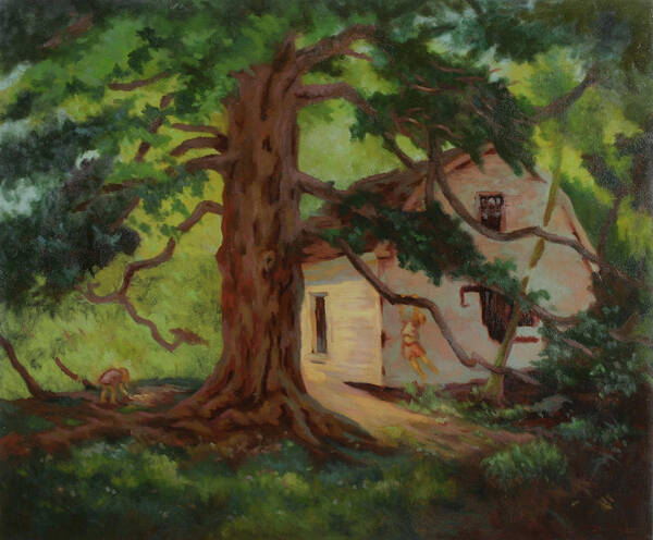 Tree Friend Art Print featuring the painting Oak Tree Friend by Bruce Zboray
