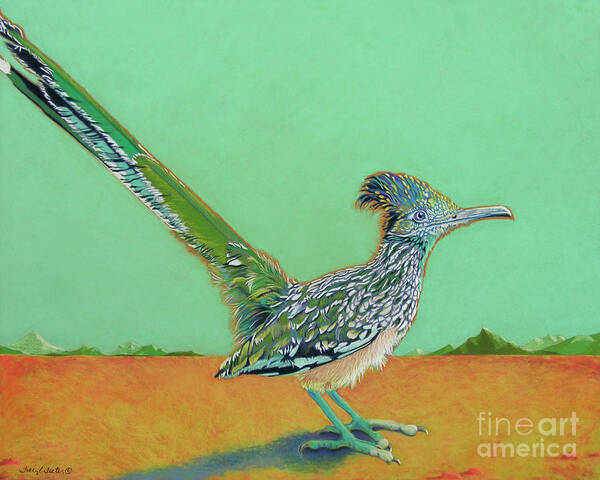 Roadrunner Art Print featuring the pastel Of Two Minds by Tracy L Teeter 