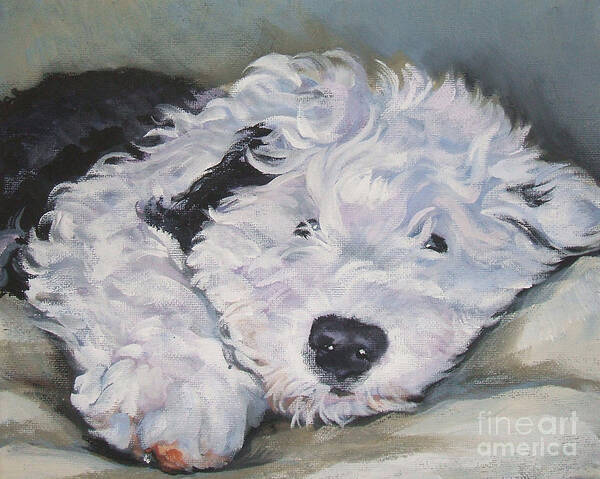 Old English Sheepdog Art Print featuring the painting Old English Sheepdog Pup by Lee Ann Shepard