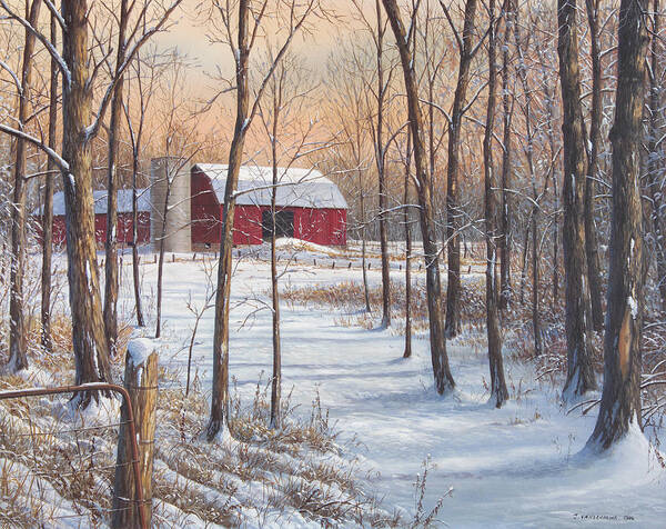 Landscape Art Print featuring the painting On that Snowy Morn by Jake Vandenbrink