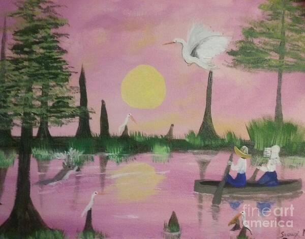 On The Bayou Art Print featuring the painting On The Bayou by Seaux-N-Seau Soileau