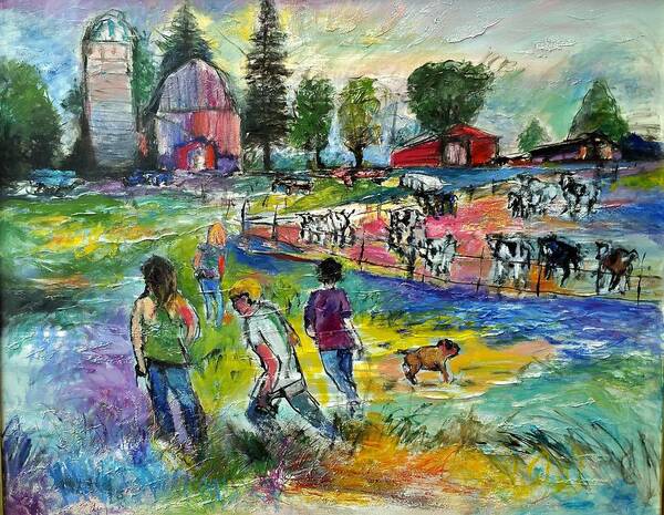 Farm Art Print featuring the painting On The Farm by Mykul Anjelo