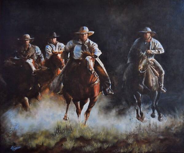 Western Paintings Art Print featuring the painting On The Run by Traci Goebel