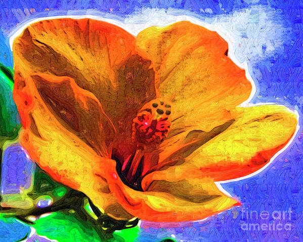 Flowers Art Print featuring the digital art Orange Hibiscus by Kirt Tisdale