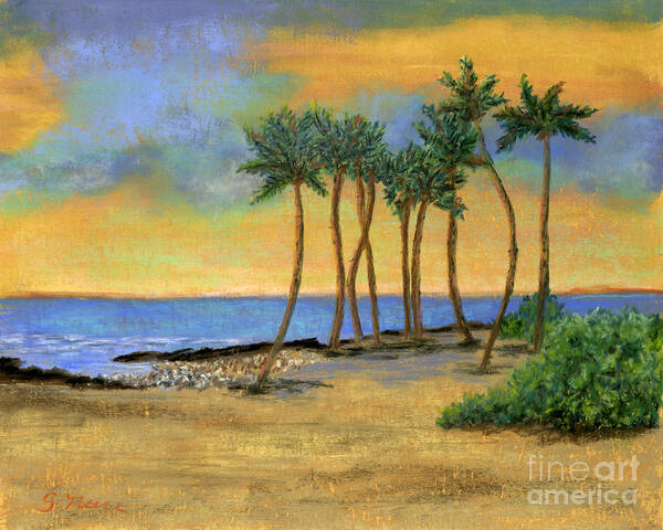 Tropical Art Print featuring the painting Palms in Pastel by Ginny Neece