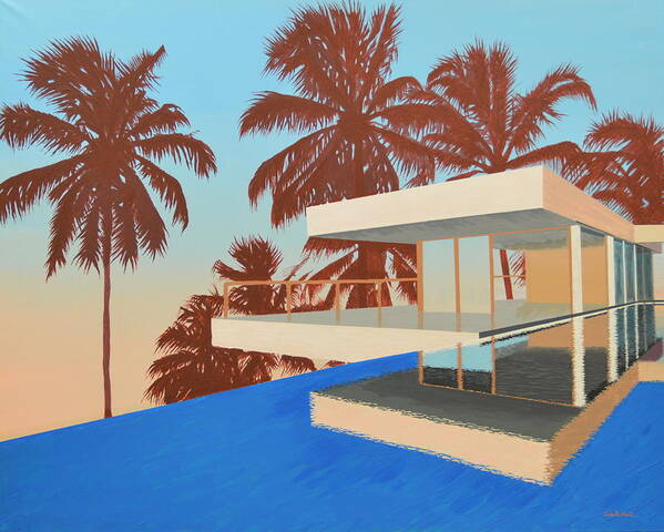House Art Print featuring the painting Palms on the Edge by Slade Hartwell