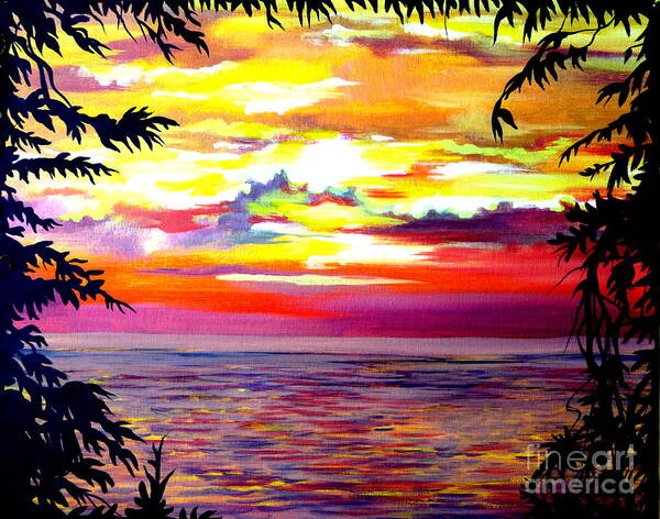 Acrylic Art Print featuring the painting Panama.Pacific Sunrise by Anna Duyunova