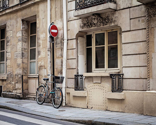 Paris Art Print featuring the photograph PARKED AT ILE SAINT-LOUIS - Paris, France by Melanie Alexandra Price