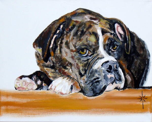 Dog Art Print featuring the painting Parker by Jodie Marie Anne Richardson Traugott     aka jm-ART
