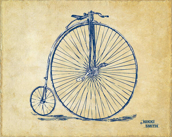 Penny-farthing Art Print featuring the digital art Penny-Farthing 1867 High Wheeler Bicycle Vintage by Nikki Marie Smith