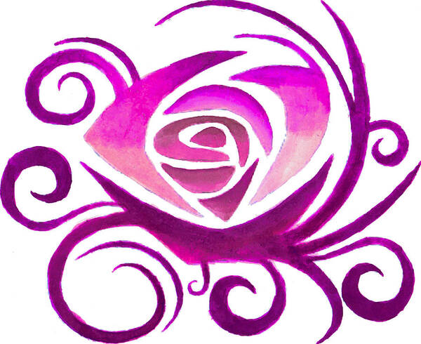 Tribal Art Print featuring the painting Pink Rose by Sarah Krafft