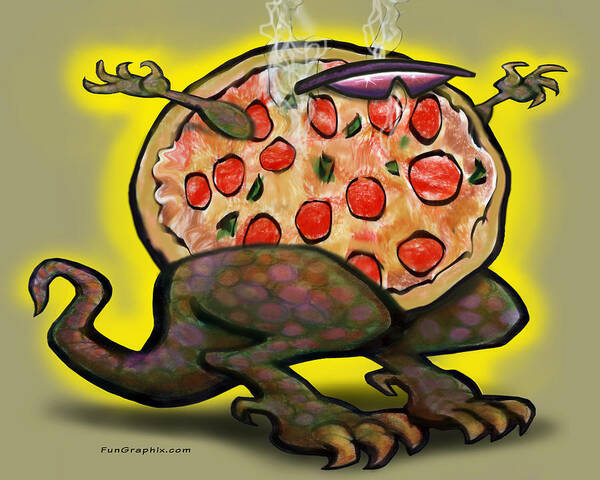 Pizza Art Print featuring the digital art Pizza Zilla by Kevin Middleton