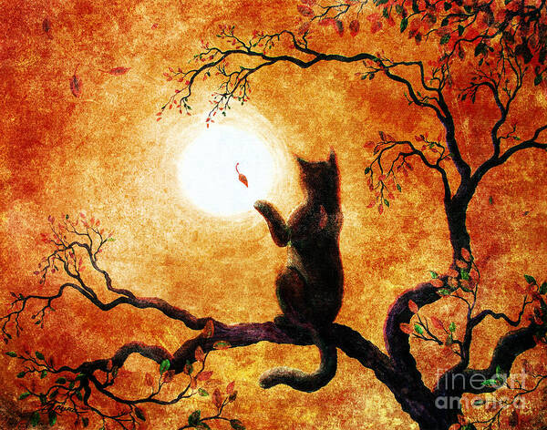 Zen Art Print featuring the painting Playing on Halloween Afternoon by Laura Iverson