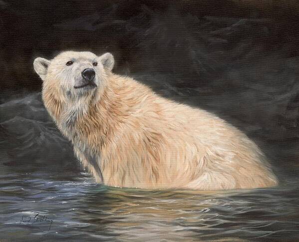 Polar Art Print featuring the painting Polar Bear by David Stribbling