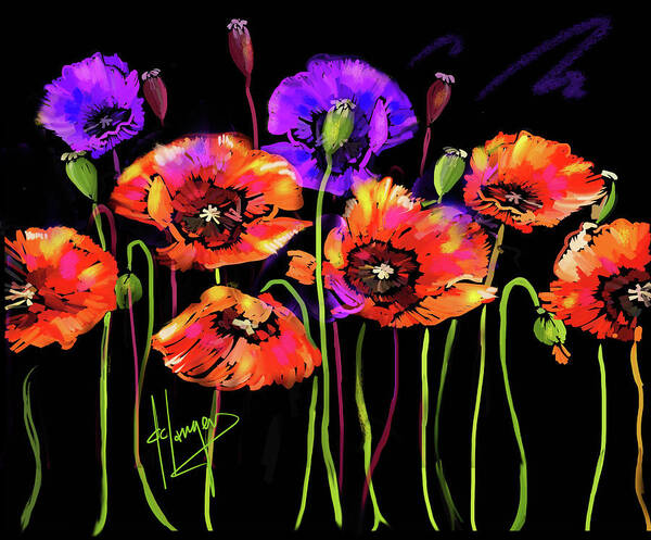 Poppy Art Print featuring the painting Poppies by DC Langer