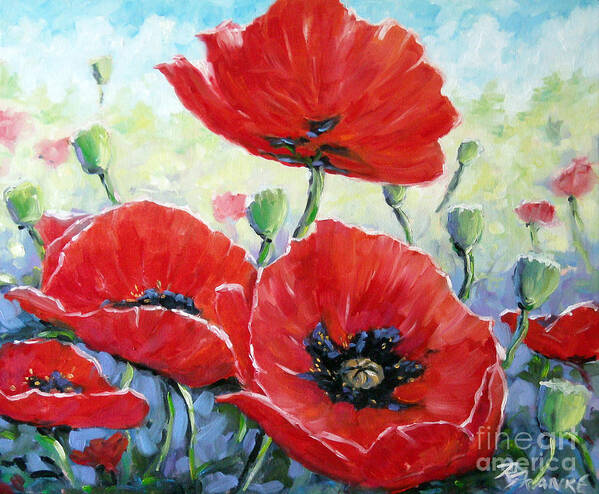 Art Art Print featuring the painting Poppy Love floral scene by Richard T Pranke