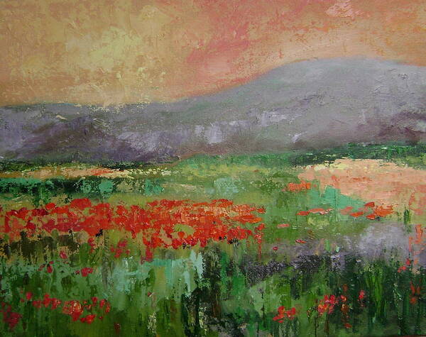 Poppies Art Print featuring the painting Poppyfield by Ginger Concepcion