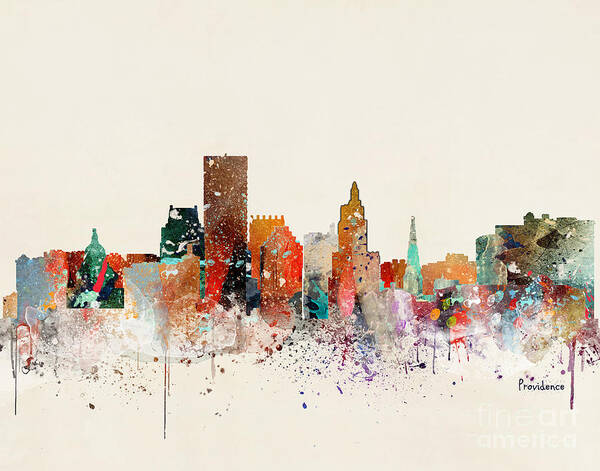 Providence Cityscape Art Print featuring the painting Providence Skyline by Bri Buckley